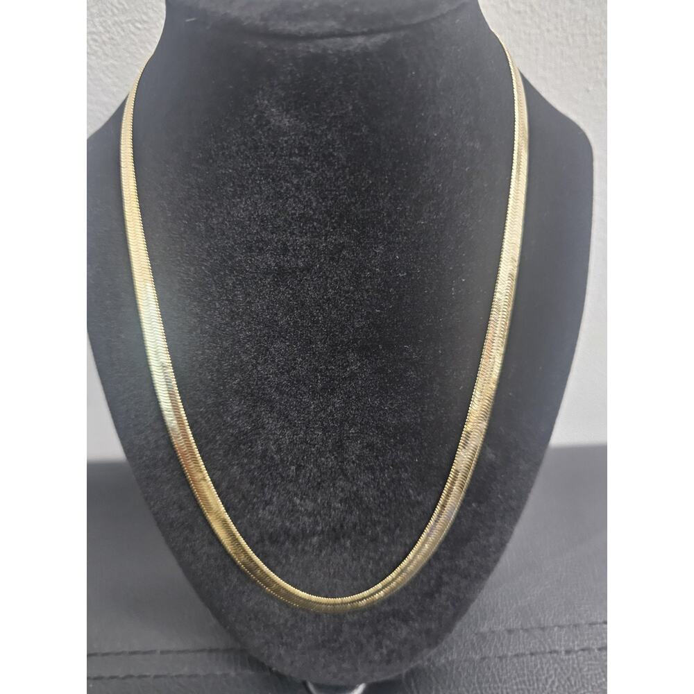 20inch 14k Gold-Plated on brass- 5mm Herringbone Chain with black velvet pouch